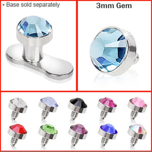 316L Surgical Steel 3mm Flat Dermal Top with Gem-WildKlass Jewelry