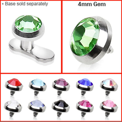 316L Surgical Steel 4mm Flat Dermal Top with Gem-WildKlass Jewelry