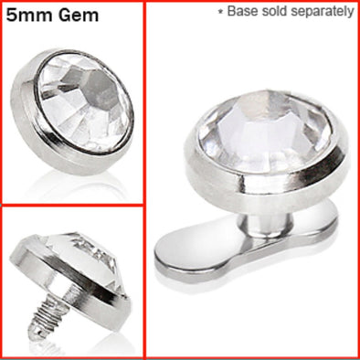 316L Surgical Steel 5mm Flat Dermal Top with Gem-WildKlass Jewelry