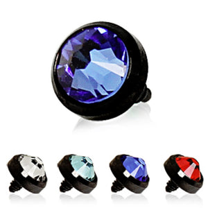 Black PVD Plated Flat Dermal Top with CZ-WildKlass Jewelry