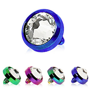 PVD Plated Dermal Top with Clear Cubic Zirconia-WildKlass Jewelry