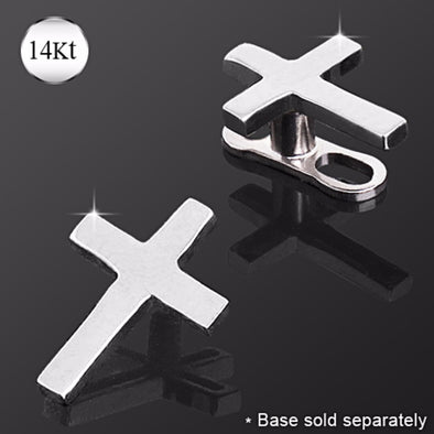 14Kt White Gold Cross Dermal Top-WildKlass Jewelry