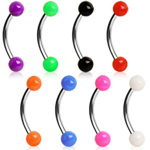 316L Surgical Steel Eyebrow Ring with Solid UV Balls-WildKlass Jewelry