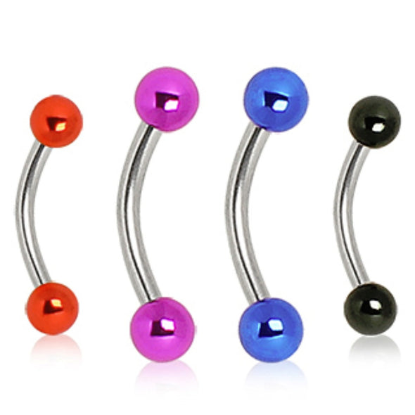 316L Surgical Steel Vacuum-Coated Metallic Acrylic Ball Curved Barbell-WildKlass Jewelry