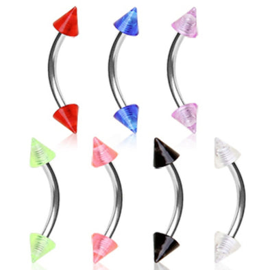 316L Surgical Steel Eyebrow Ring with UV Coated Acrylic Spikes-WildKlass Jewelry