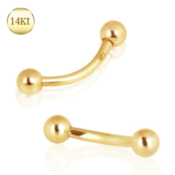 14Kt Yellow Gold Eyebrow Ring with Ball-WildKlass Jewelry