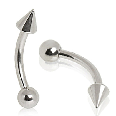 316L Surgical Steel Curved Barbell with Ball & Spike-WildKlass Jewelry