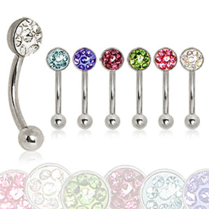 316L Surgical Steel Eyebrow Ring with Multi Crystals Set in Epoxy Resin-WildKlass Jewelry