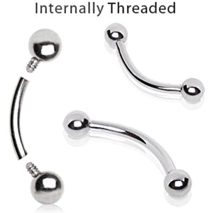 316L Surgical Steel Internally Threaded Curved Barbell-WildKlass Jewelry