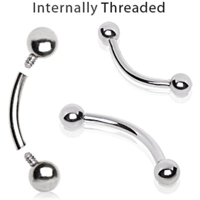 316L Surgical Steel Internally Threaded Curved Barbell-WildKlass Jewelry
