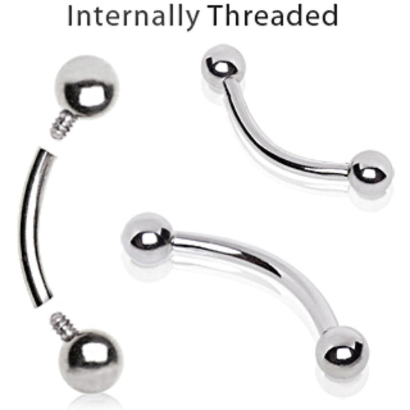316L Surgical Steel Internally Threaded Curved Barbell-WildKlass Jewelry