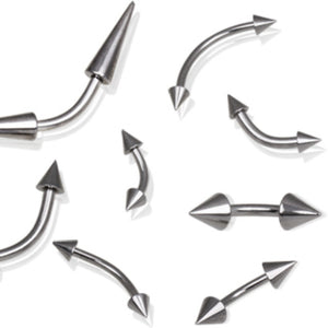 316L Surgical Steel Eyebrow Ring with Two Spikes-WildKlass Jewelry