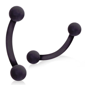 Black Matte Finish Curved Barbell with Balls-WildKlass Jewelry