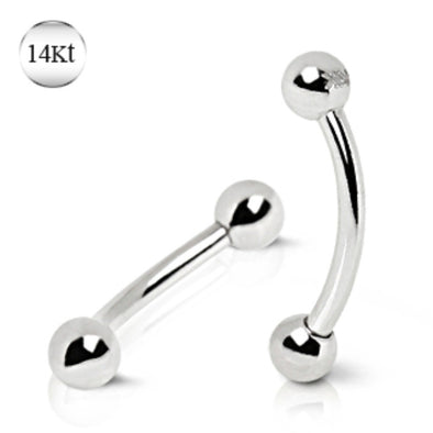 14Kt White Gold Eyebrow Ring with Ball-WildKlass Jewelry