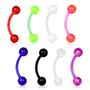 BioFlex Curved Barbell with UV Acrylic Balls-WildKlass Jewelry