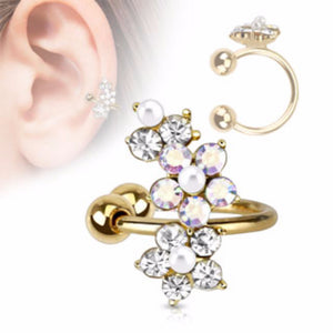 Flower Gold IP Brass Non-Piercing WildKlass Ear Cuff (Sold by Piece)-WildKlass Jewelry