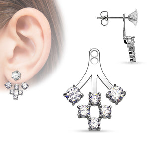 6 Round CZ Cluster Add On Ear WildKlass Ring/Cartilage WildKlass Barbell Jacket (Sold by Piece)-WildKlass Jewelry
