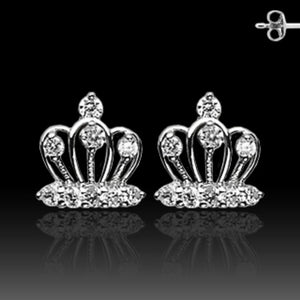 Pair of Stainless Steel STUD EAR WildKlass RingS W/ALL PRONG SET CZ CROWN (Sold as a Pair)-WildKlass Jewelry