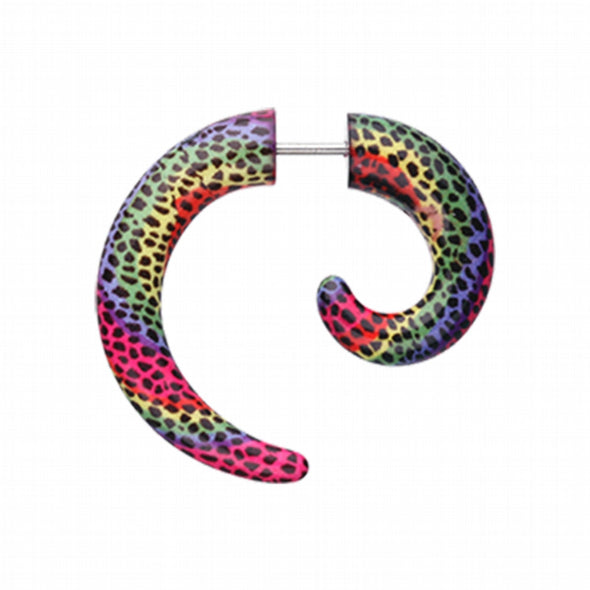 Rainbow Jaguar Fake Spiral Taper-WildKlass Jewelry