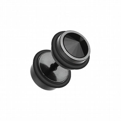 Blackline Pointy Crystalline Steel Fake Plug-WildKlass Jewelry