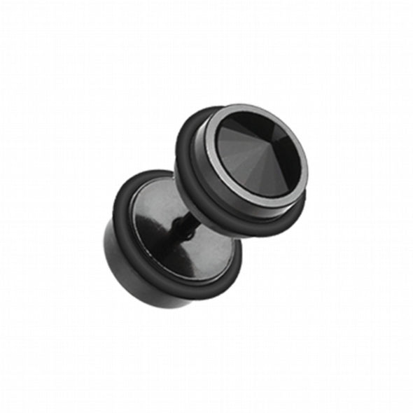 Blackline Pointy Crystalline Steel Fake Plug-WildKlass Jewelry