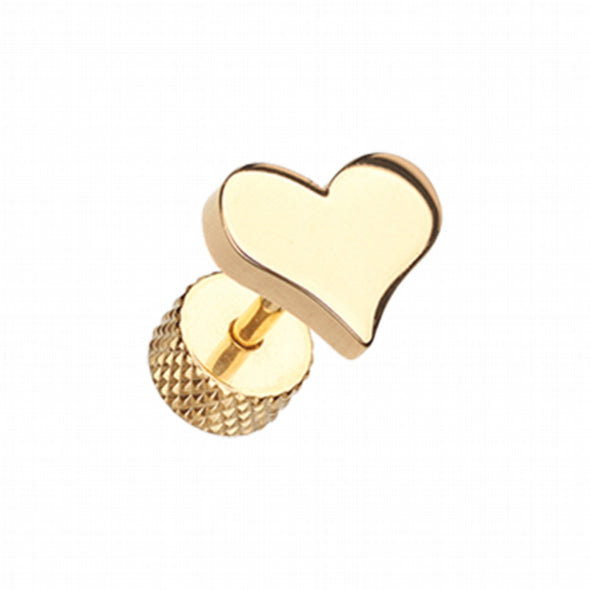 Golden Lovely Heart Steel Fake Plug-WildKlass Jewelry