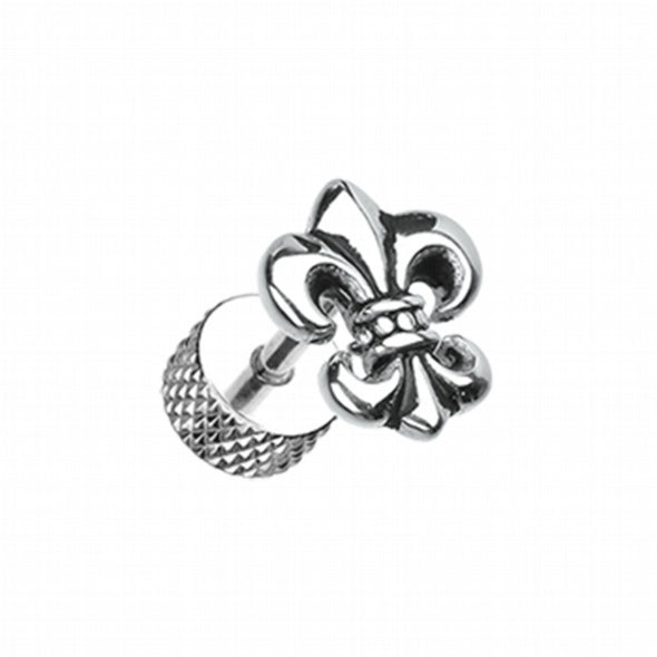 Fleur De Lis Steel Fake Plug-WildKlass Jewelry