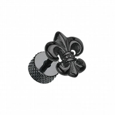 Blackline Fleur De Lis Steel Fake Plug-WildKlass Jewelry