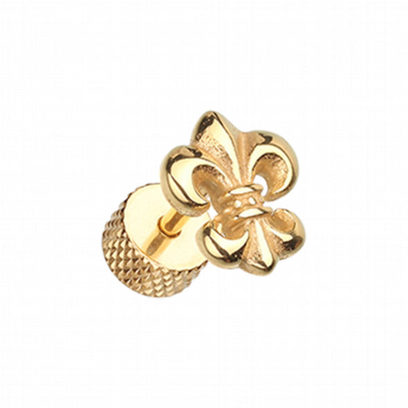 Golden Fleur De Lis Steel Fake Plug-WildKlass Jewelry