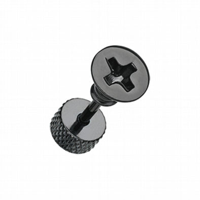 Blackline Screw Bolt Top Steel Fake Plug-WildKlass Jewelry