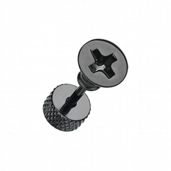 Blackline Screw Bolt Top Steel Fake Plug-WildKlass Jewelry