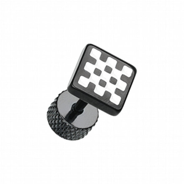 Blackline Checkerboard Steel Fake Plug-WildKlass Jewelry