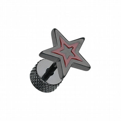 Blackline Star Embossed Steel Fake Plug-WildKlass Jewelry