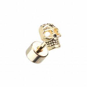 Golden Savage Skull Steel Fake Plug-WildKlass Jewelry