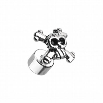 Pirate Skull Steel Fake Plug-WildKlass Jewelry