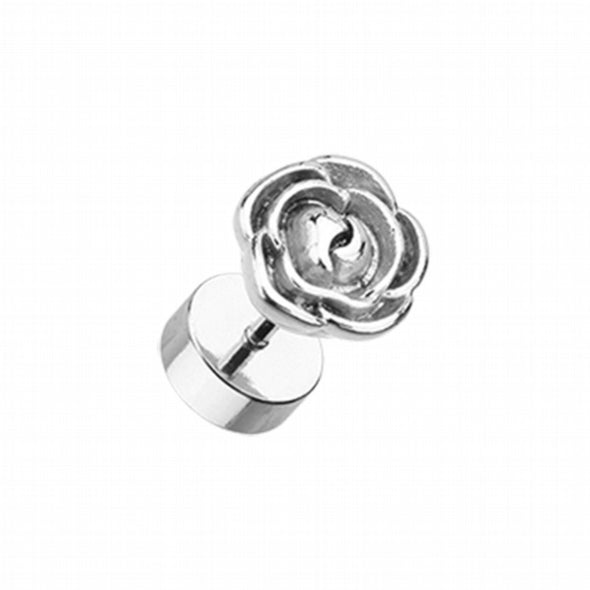Rose Blossom Steel Fake Plug-WildKlass Jewelry