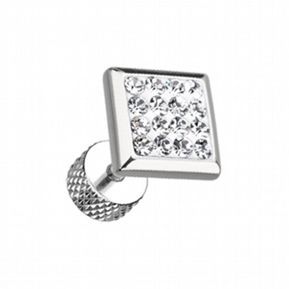 Square Multi-Sprinkle Dot Multi Gem Steel Fake Plug-WildKlass Jewelry