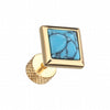 Golden Square Turquoise Pyramid Stone Steel Fake Plug-WildKlass Jewelry