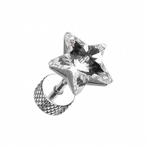 Sparkle Star Gem Steel Fake Plug-WildKlass Jewelry