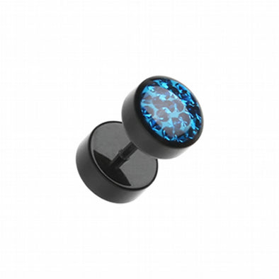 Multi-Sprinkle Dot Multi Gem Black UV Fake Plug-WildKlass Jewelry