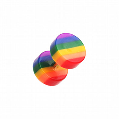Rainbow Stripe Acrylic Fake Plug-WildKlass Jewelry