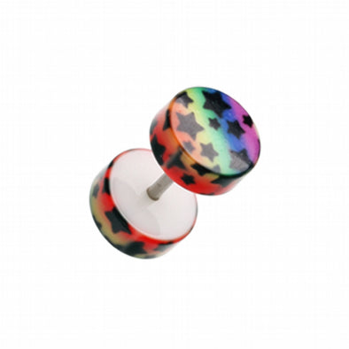 Rainbow Stars UV Acrylic Fake Plug-WildKlass Jewelry