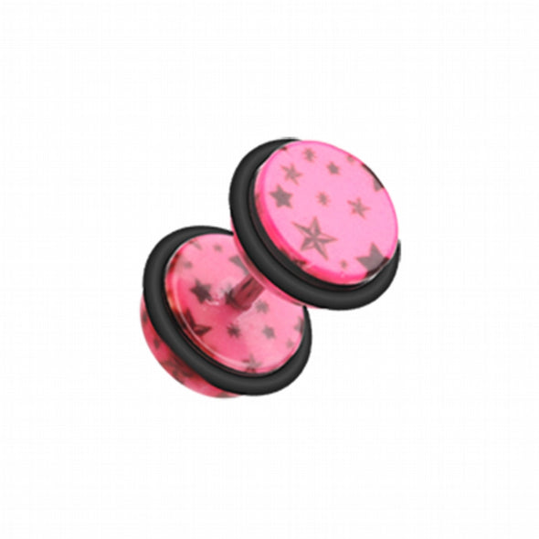 Multi Star Print Acrylic Fake Plug with O-Rings-WildKlass Jewelry