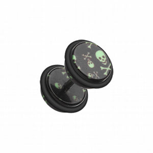 Pirate Print Acrylic Fake Plug with O-Rings-WildKlass Jewelry