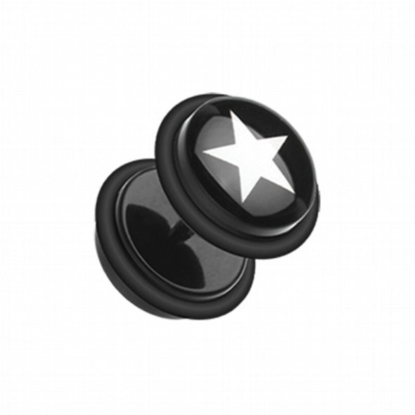 Star Print Acrylic Fake Plug with O-Rings-WildKlass Jewelry