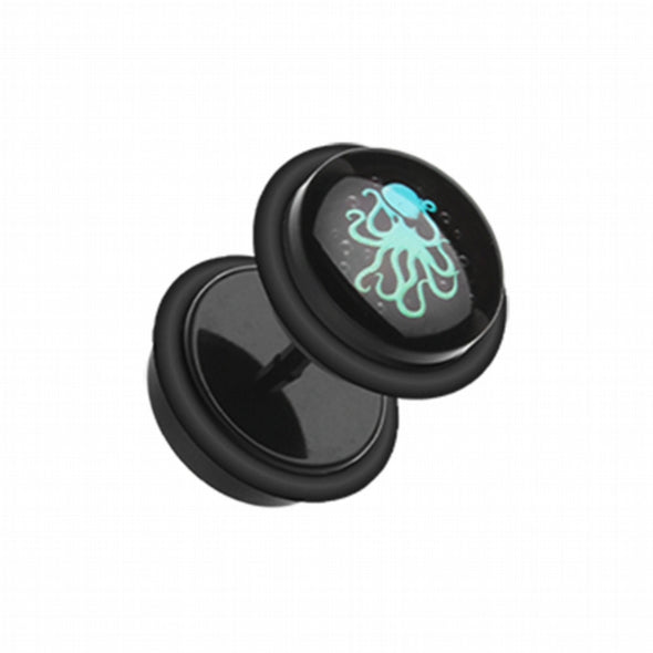 Pirate Octopus Acrylic Fake Plug with O-Rings-WildKlass Jewelry