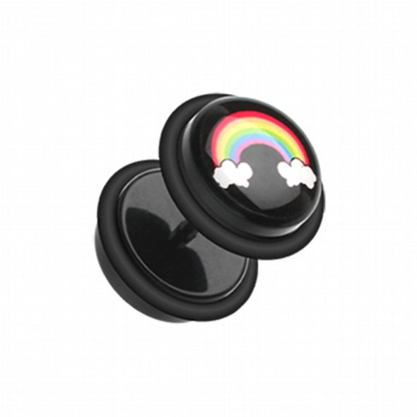 Rainbow on Cloud Acrylic Fake Plug with O-Rings-WildKlass Jewelry