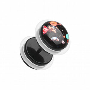 Galaxy Universe Acrylic Fake Plug with O-Rings-WildKlass Jewelry