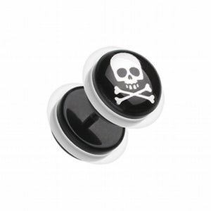Pirate Crossbone Acrylic Fake Plug with O-Rings-WildKlass Jewelry