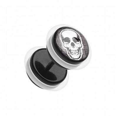 Death Skull Acrylic Fake Plug with O-Rings-WildKlass Jewelry